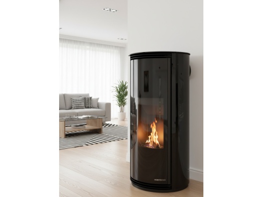 Granulu kamīns GLOBE GLASS Gaisa apsilde (7kw - 11kw)