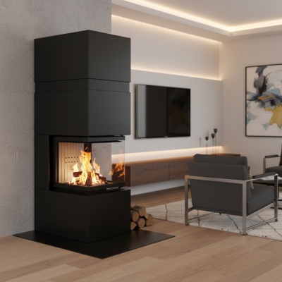 Kamīns ar apdari TRINITY 54x54x53.G