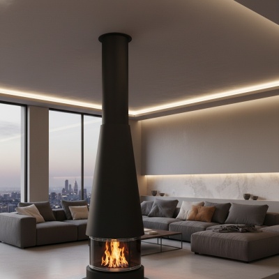 Granulu kamīns CENTER ROOM (Rotējošs)